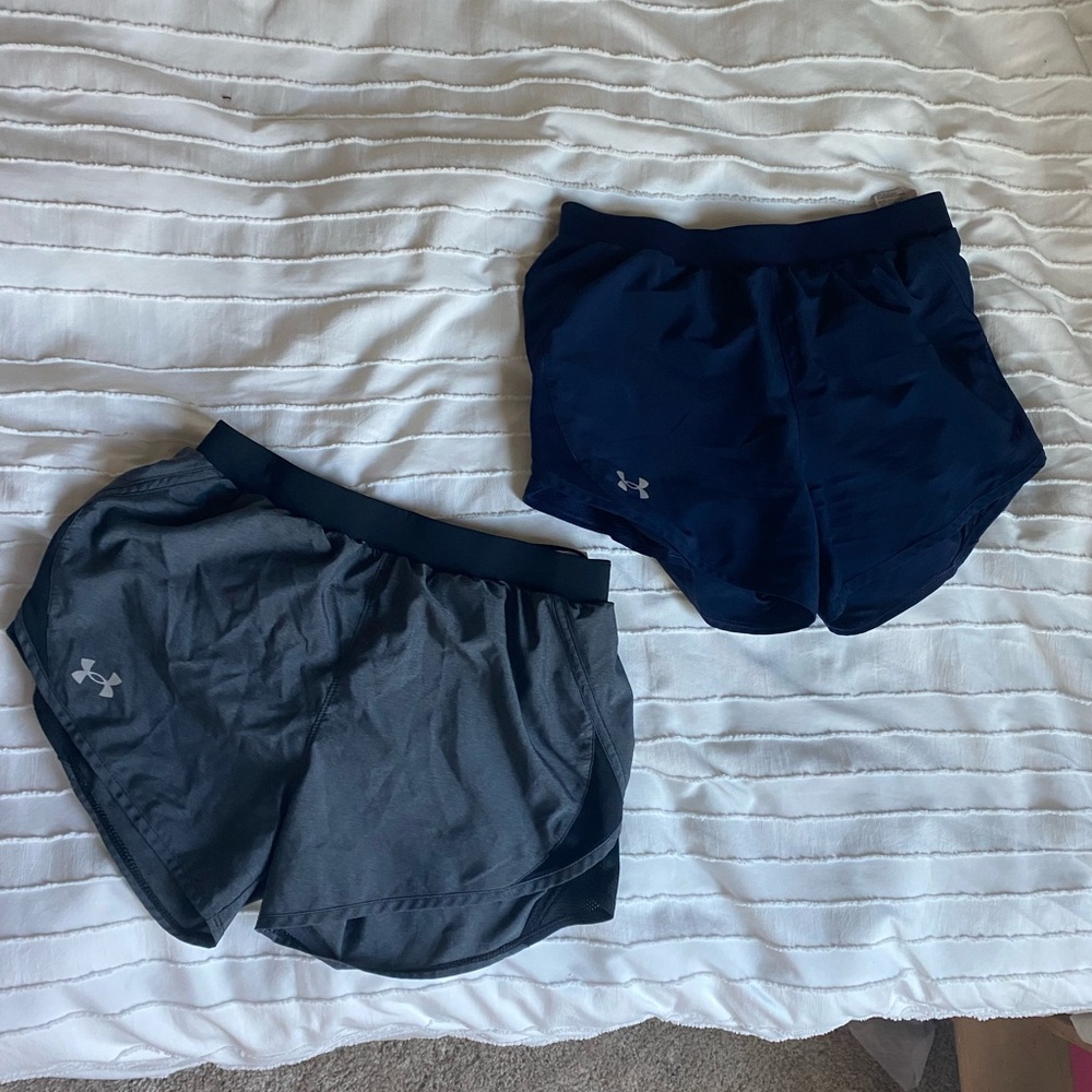 2 pack set of Under Armour Navy and Gray Athletic Shorts, women’s. Extra small